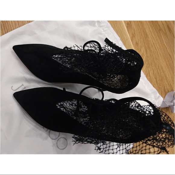 JIMMY CHOO LEANNE 100 MESH-TRIM SUEDE PUMPS IN BLACK - NO BOX, WITH DUST BAG - Picture 8 of 16